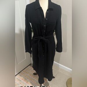 Elegant Black Button-Up Dress NWOT